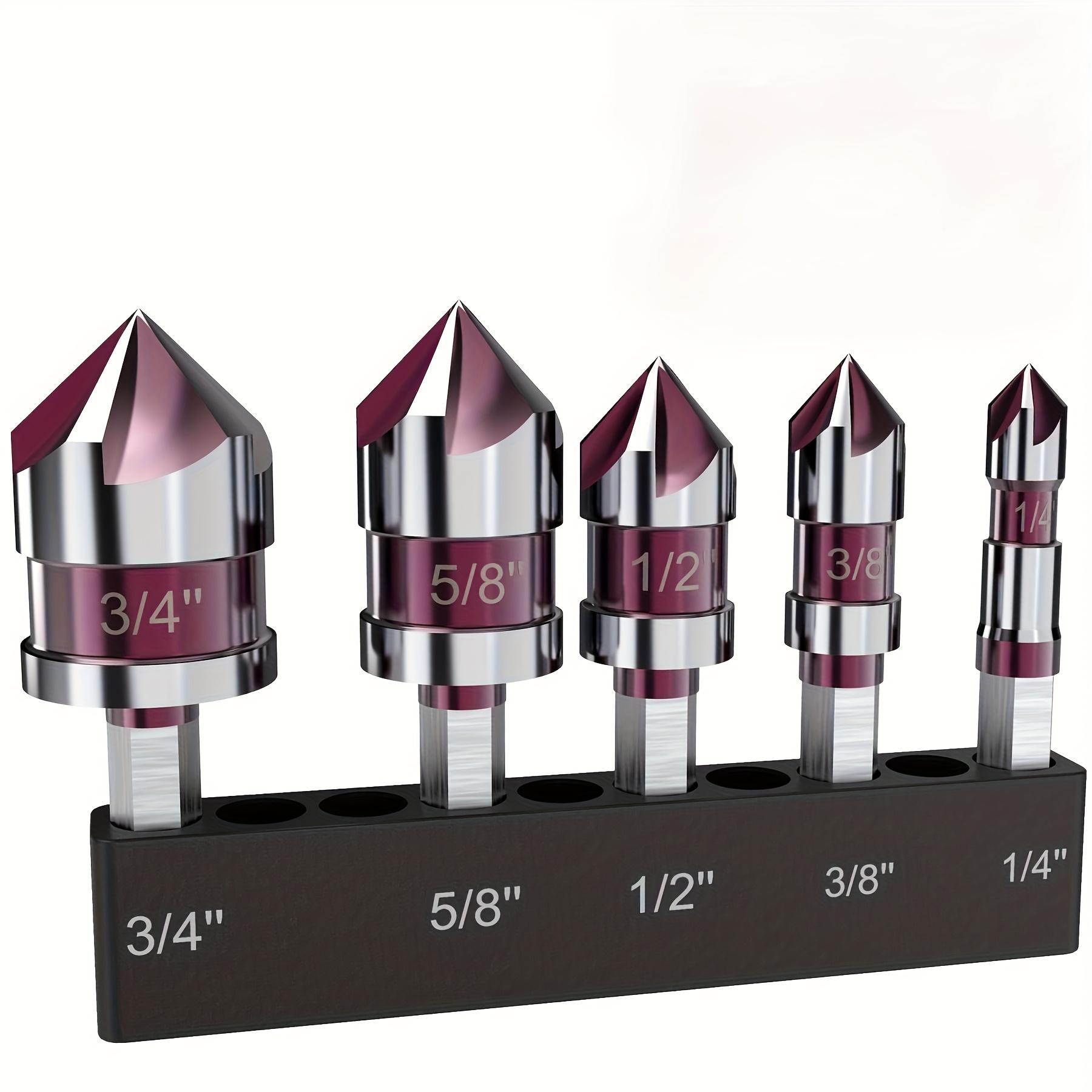 

Набор из 5 штук зенковочных сверл из кобальтового сплава M35 с углом 82 градуса и шестигранным хвостовиком 1/4 дюйма - Подходит для сверления металла, дерева и пластика 5pcs