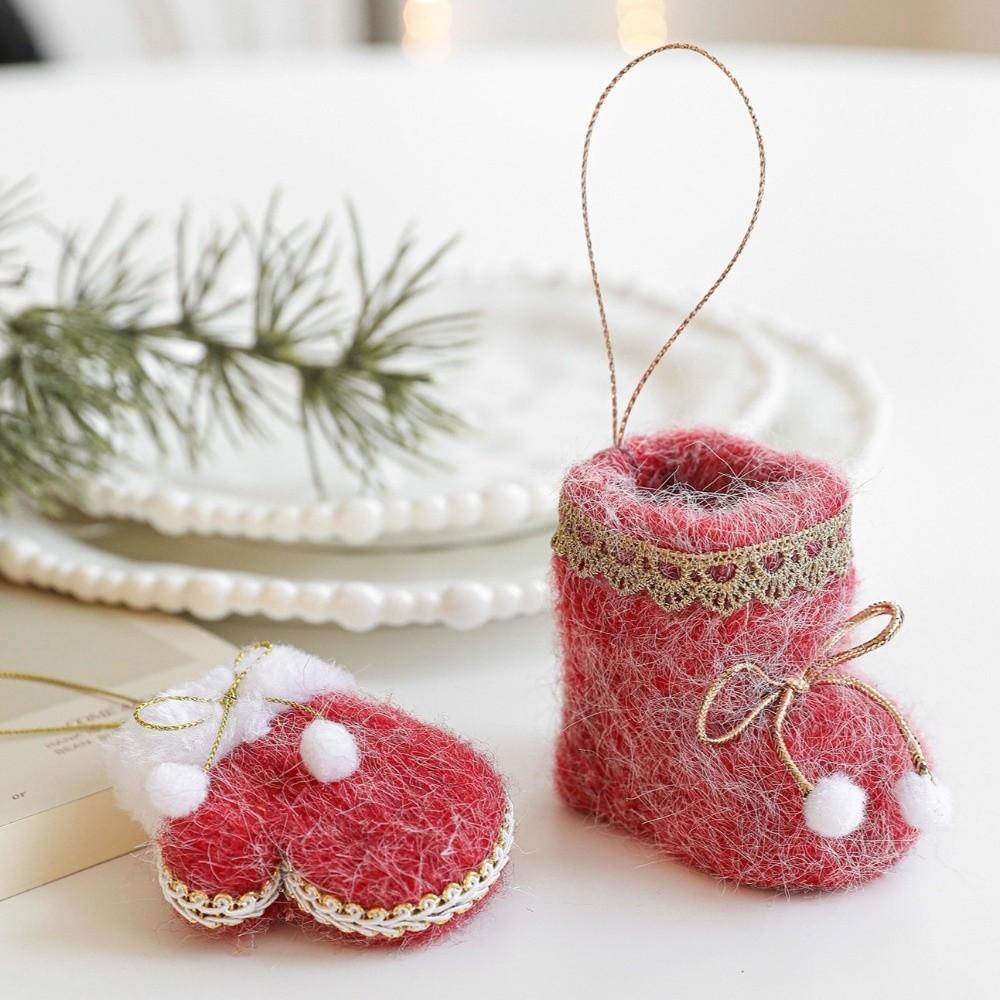 Plush Fabric Hanging Decoration Mini Mini Shoes Ornament Christmas Tree Pendant  Festive Home Decor