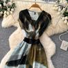Commute Sleeveless Printed Dress Women Spring New High Waist Slim A Line Long Dress Luxury Design Sense