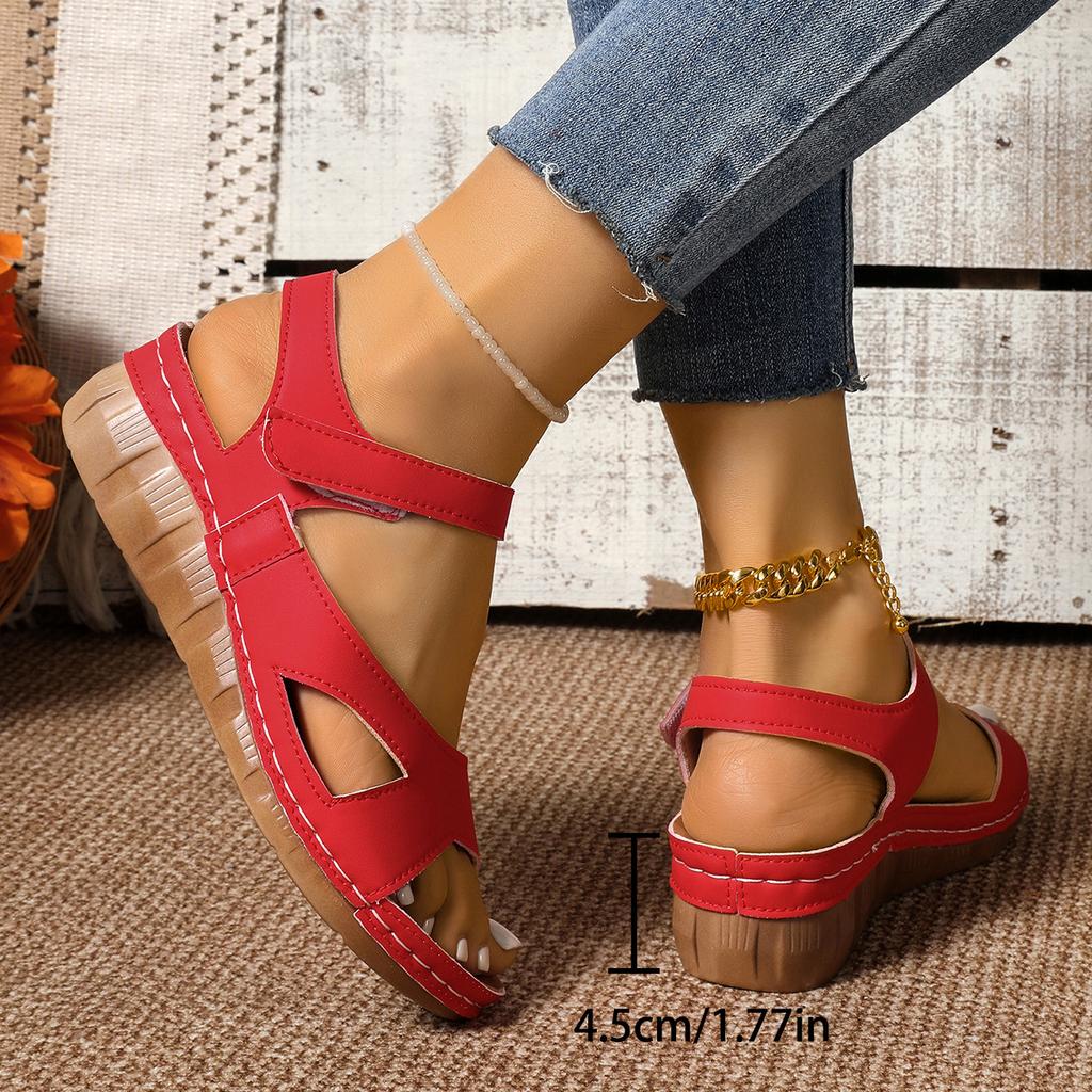 Ladies' Thick Soled Open Toed Wedge Sandals, Versatile Summer Flat Shoes, Women's Shoes