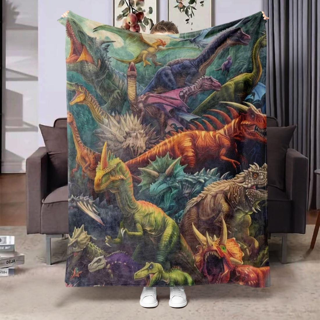 

Jurassic Dinosaur Flannel Blanket - Soft Cozy Dino Lover Kids Throw 70x100cm