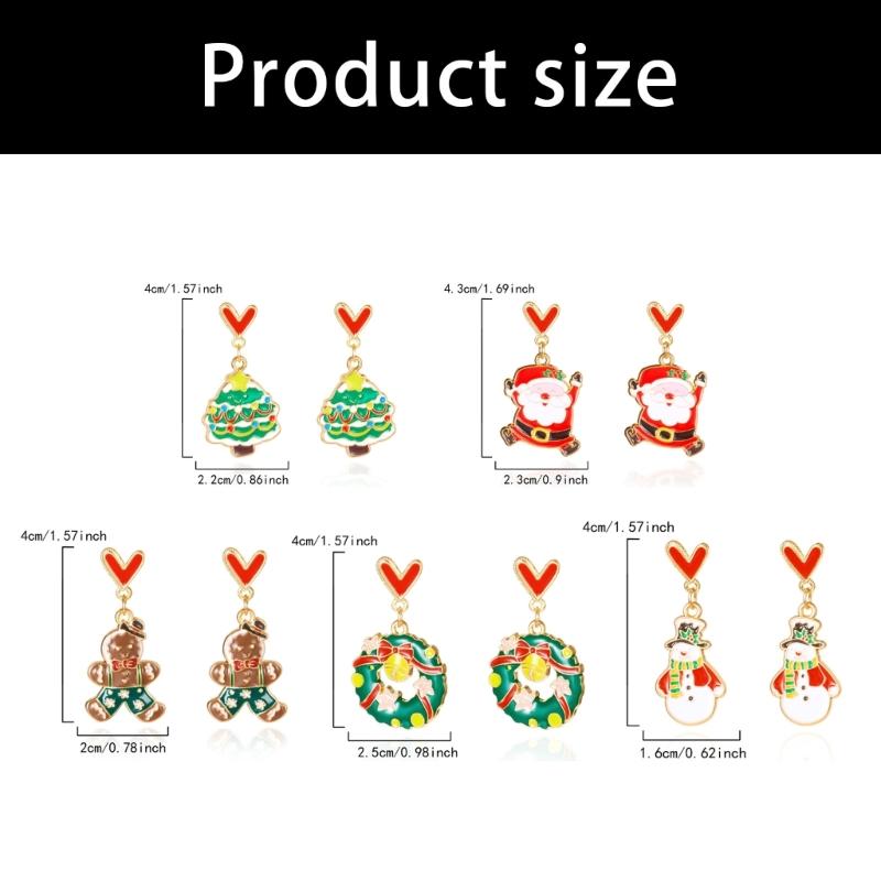 Christmas Theme Pendant Earrings Alloy Texture Elegant Ear Jewelry Suitable for Daily Wear and Special Occasions