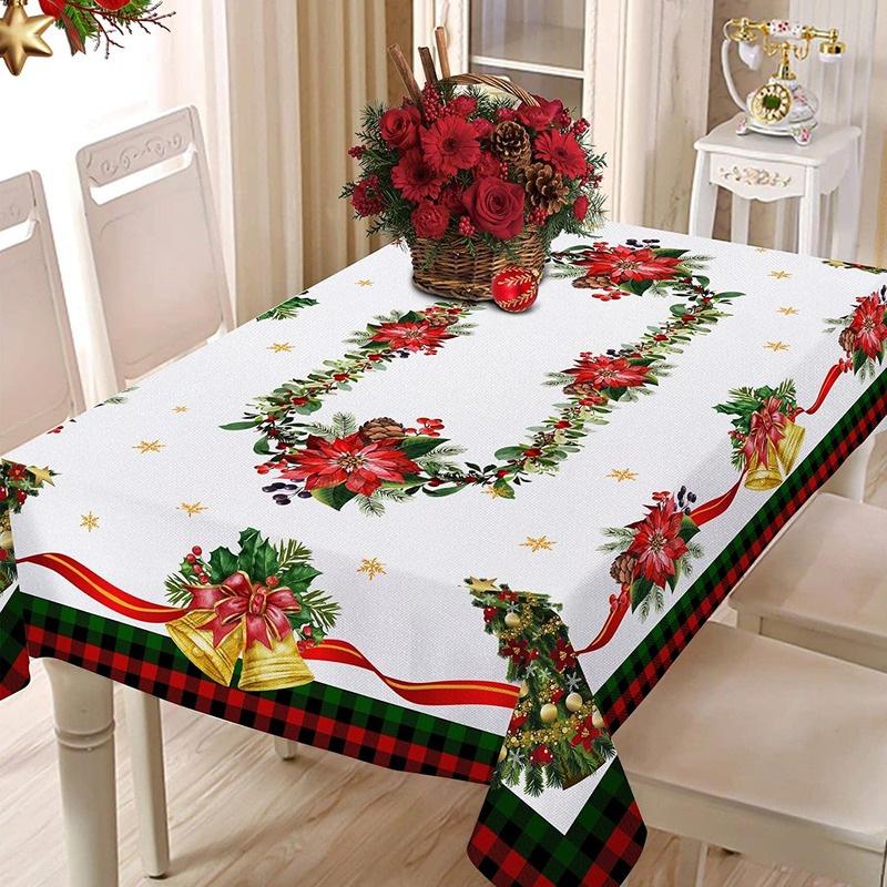 Waterproof Christmas Tablecloth Digital Print Kitchen Dining Table Decor Washable Holiday Home Decor