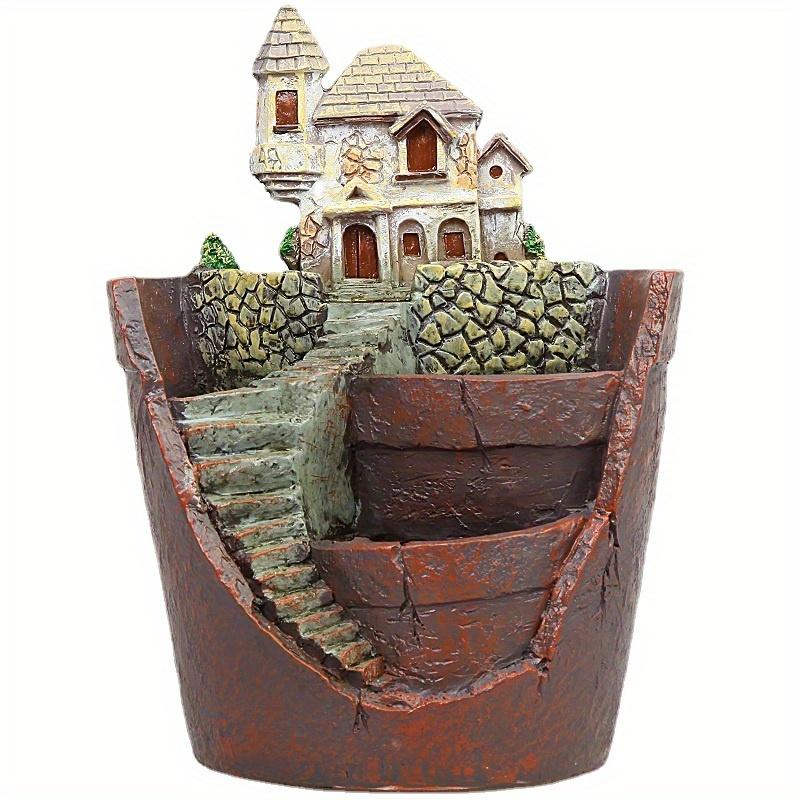 Srliya Vaso Creativo Per Piante Grasse Con Casetta – Fioriera In Resina Multistrato – Decorazione Da Giardino E Interni