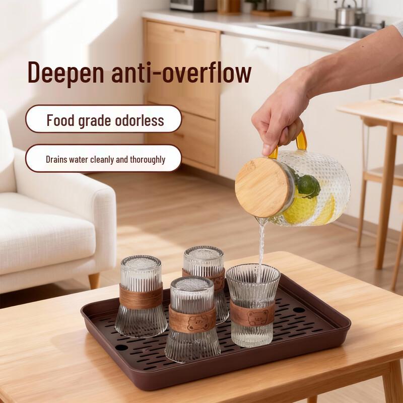 

WORTHBUY Double-Layer Rectangular Draining Tea Tray