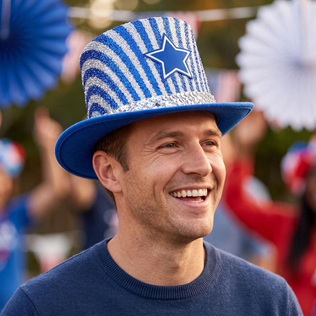 Unisex Patriotic and Feather Top Hat for Fourth of Celebrations