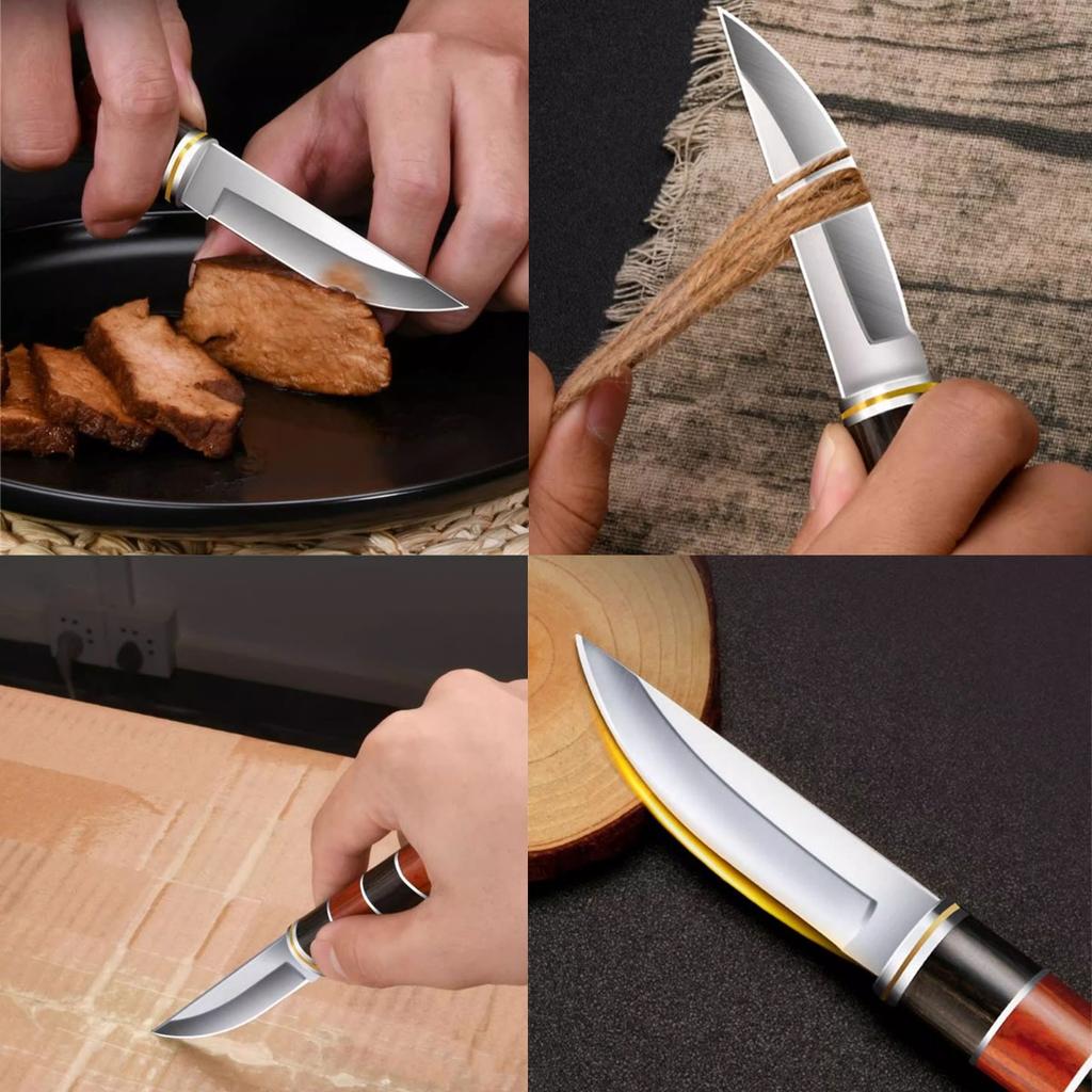 Premium Stainless Steel Meat Knife - High-Quality Utility Knives, Backyard Barbecue Gatherings, portable, Premium Leather Sheath