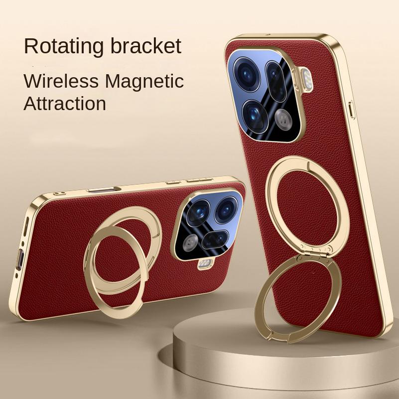 Rotatable Metal Magnetic Bracket Holder Lens film protection Case For OPPO Find X9 Pro find x9 Slim Leather Cover OPPO Find X9 Pro