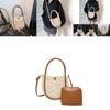 Trendy Summer Korean Style Woven Bag In Beige And Brown For Casual Outings