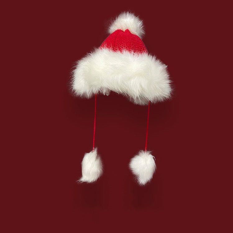 Women's Cute Soft Red Knit Christmas Bauble Hat with Fleece Lining – Stylish Lei Feng Design for a Sweet New Year Celebration