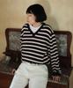 Siyajyu Sikn2174 Multi-Stripe V-Neck Knit_Navy