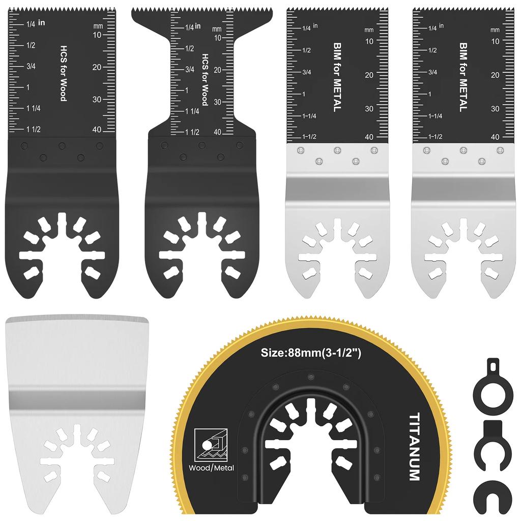 16/6Pcs Oscillating Saw Blade Bi-Metal Multitool Blade High Carbon Steel Oscillating Tool Cutting Saw Blade for Hardwood