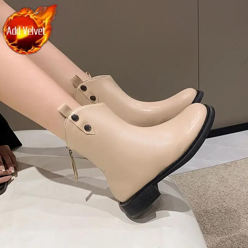 Fashion Women's Ankle Boots Winter 2024 Booties New In Autumn Female Short Shoes Pu Chic and Elegant Designer Luxury On Offer Y2k Goth