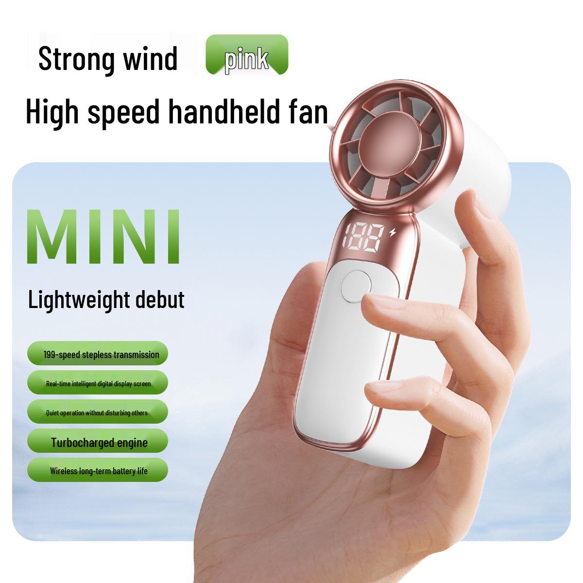 TF01 Mini High-Speed Handheld USB Fan with Digital Display