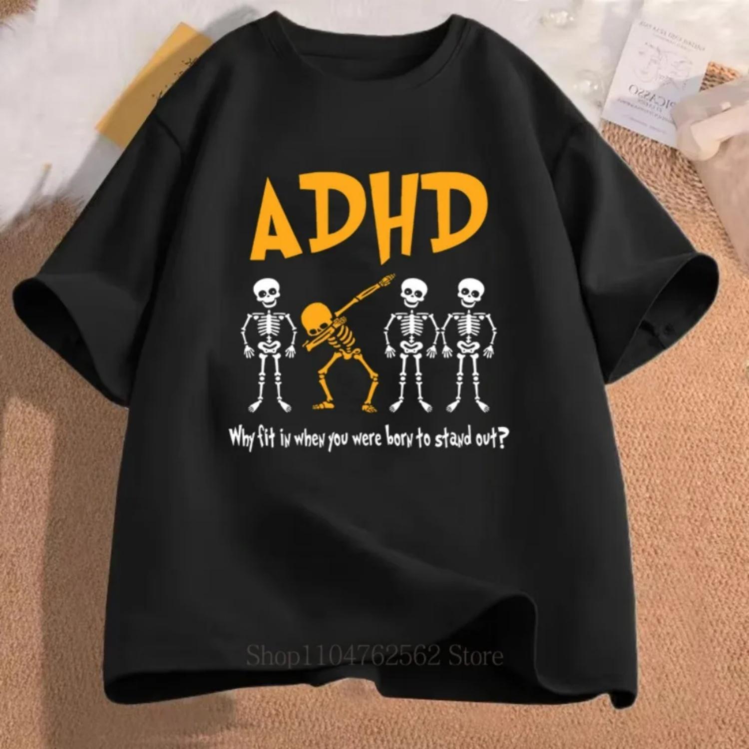 

ADHD Graphic Print T-shirts Women Men Summer Casual Fashion Funny Streetwear Oversozed O-Neck Short Sleeve Tops T-shirts S разноцветный