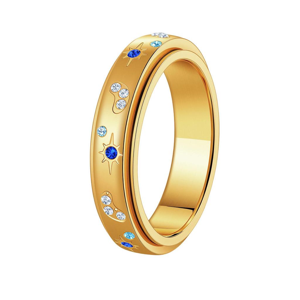 European & American Style Women's Diamond Design Stainless Steel Ring Bracelet Set - Light Luxury, Four-Piece Collection.