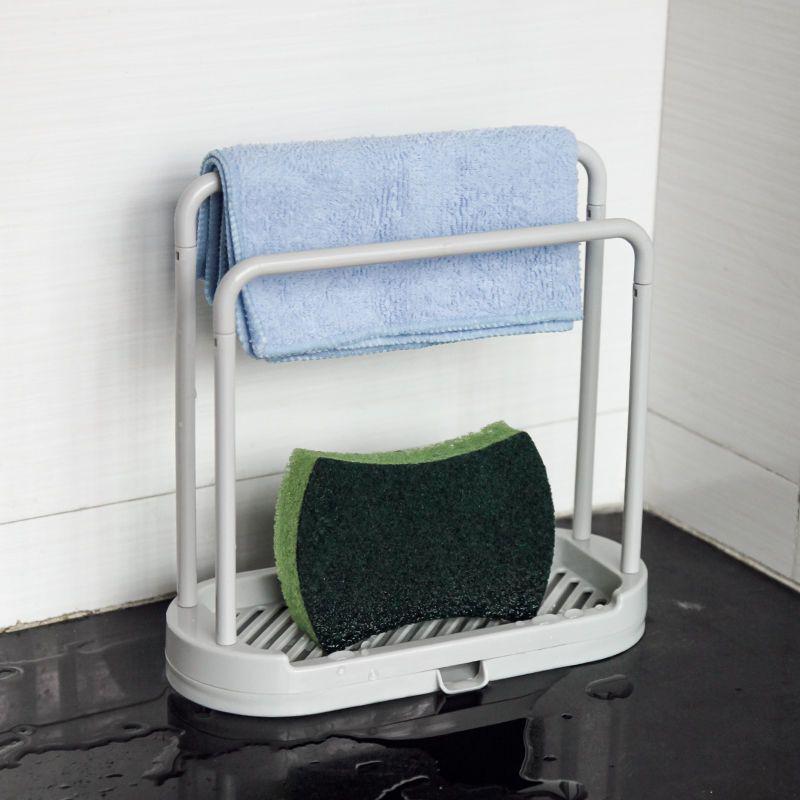 No-Drill Kitchen Sponge & Dishcloth Holder Wall-Mounted Draining Rack
