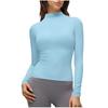 Women's Casual Long-Sleeve Semi-Turtleneck Fitted Stretch T-Shirt