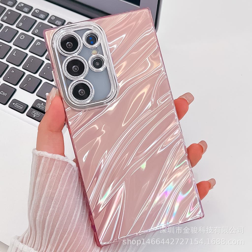 Samsung S23U Phone Case IMD Water Ripple S24U Lens Film Compatible with S25 Feather Gauze Full Coverage Anti-drop Protective Case