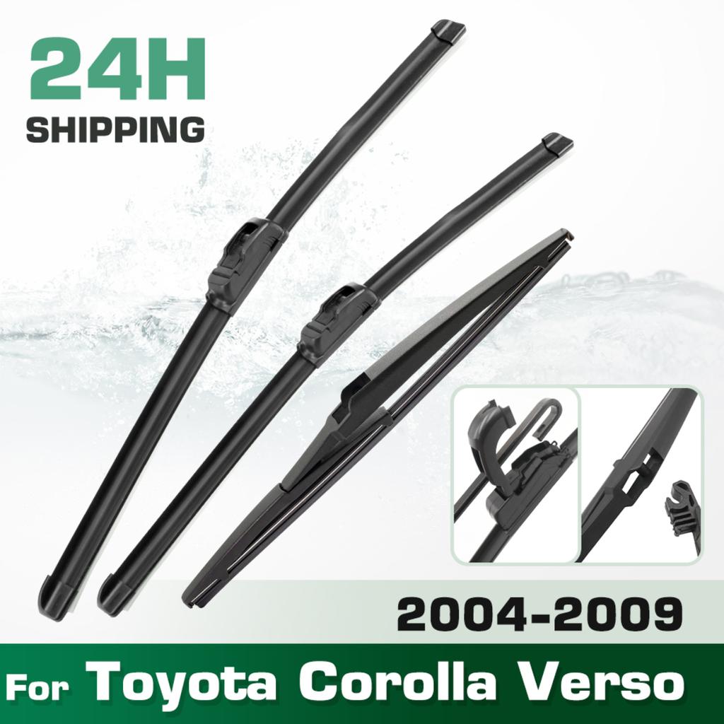 For Toyota Corolla Verso 2004-2009 2005 2006 2007 2008 Wiper Front & Rear Wiper Blades Windshield Windscreen Window 26"+16"+11