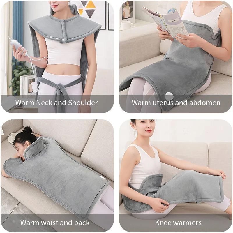 Portable Heating Shawl Vest USB Powered 60x90cm Whole Back Pain Relief Machine Washable for Car Office Relaxation