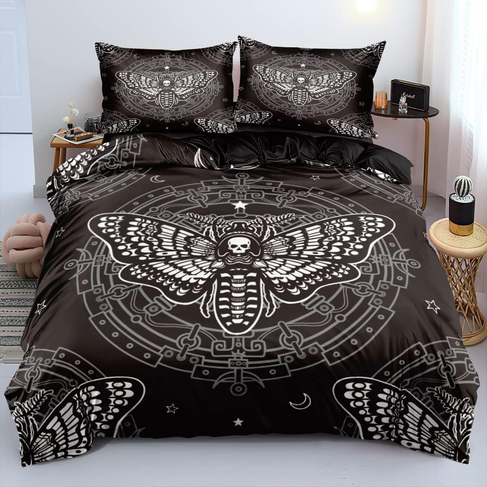 Large 3D Skull Duvet Cover Halloween Bedding Set Spooky Bedding Set For Boys Horror Gothic Bedroom Decor 3 Piece Set No Quilt