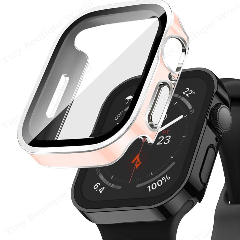Glass+Waterproof Case for Apple Watch 7 8 9 45mm 41mm Screen Protector Hard PC Bumper for iWatch Series 6 5 4 SE 44mm 40mm Cover