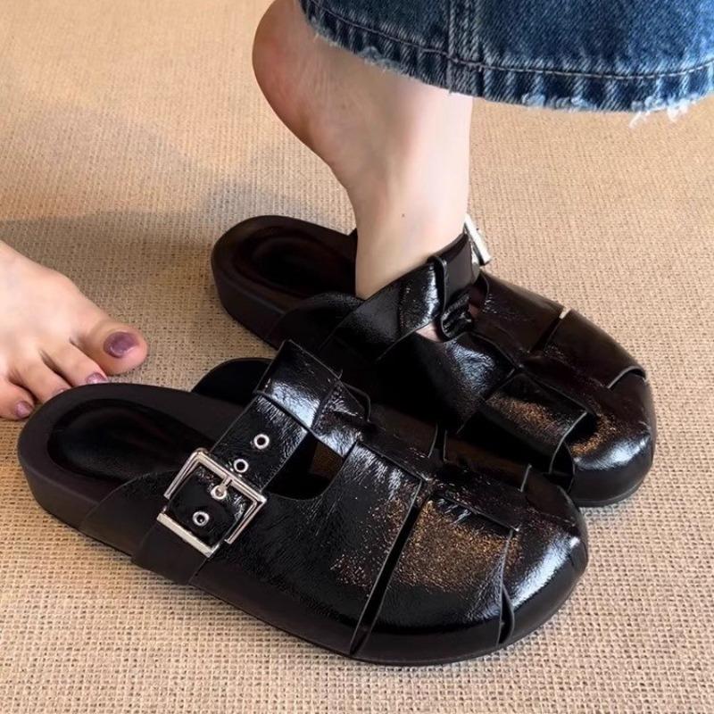 Spring French Flip-flops Lazy Person's One-foot Shoes Casual Half-slippers Women's Shoes Are Fashionable