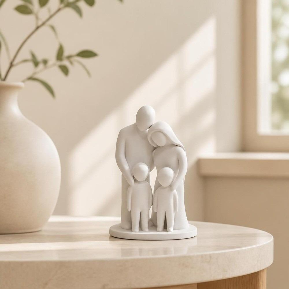 3D Printed Parent Child Statue Family Of Three Abstract Family Sculpture Bedroom Decor