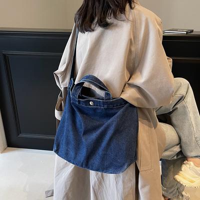 New Denim Washed Daily Commuting Pocket Japanese and Korean Large-capacity Shoulder Messenger Bag