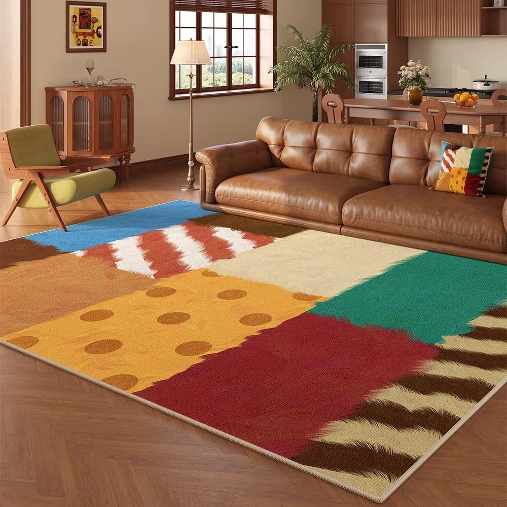 Large Rug for Living Room Bedroom Rugs Coffee Tables Floor Mat Short Plush Color Blocking Home Decoration Alfombra Salón Grande
