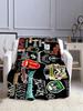 Logo Music And Roll Logo Pattern Blankets Ren's High Quality Flannel Blanket Soft Comfortable Home Travel Blanket#Color_19,Size_100X130CM