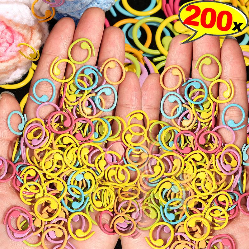 20/200x Marker Rings Metal Stitching Marker Crochet Locking Colorful Stitching Marker Rings Knitting Crocheting Accessories