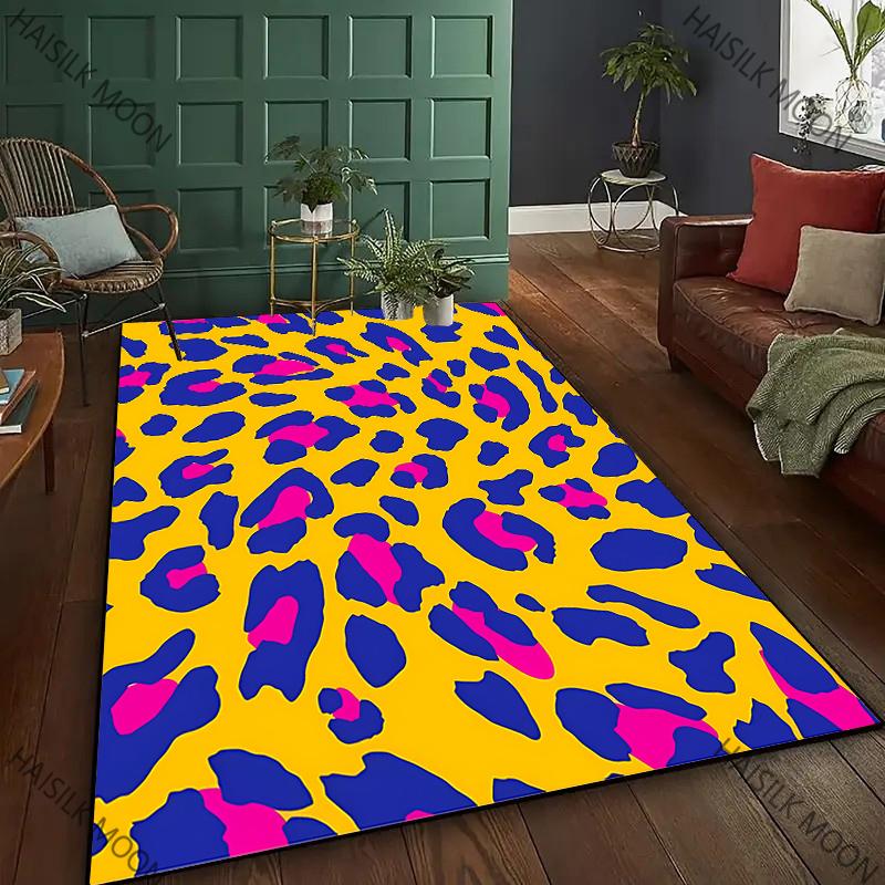 New To Colorful Leopard Theme Printed Carpet! Anti-slip Sound Insulation, Living Room Bedroom Entrance Door Mat Sofa Rugs Gifts