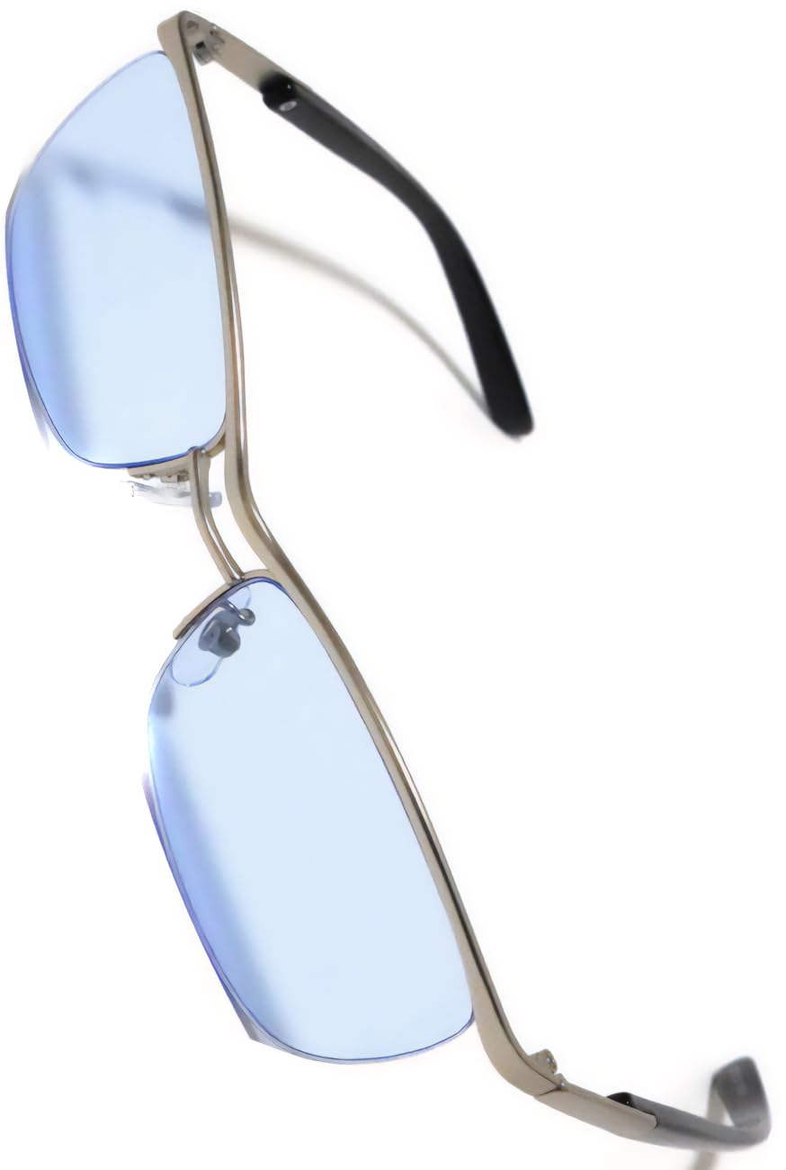 

Серебристый Матовый x Светло-Синий Модные Квадратные Без Ободка Крепкие Парни Слегка Плохие Парни Большие Металлические Тонкие Очки, Форма, Стиль, Полуободковые, Солнцезащитные Очки, Мужские