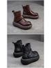 Shanghai Jiechu 2024 Autumn/Winter Cowhide Round Toe Korean Style Women's Boots