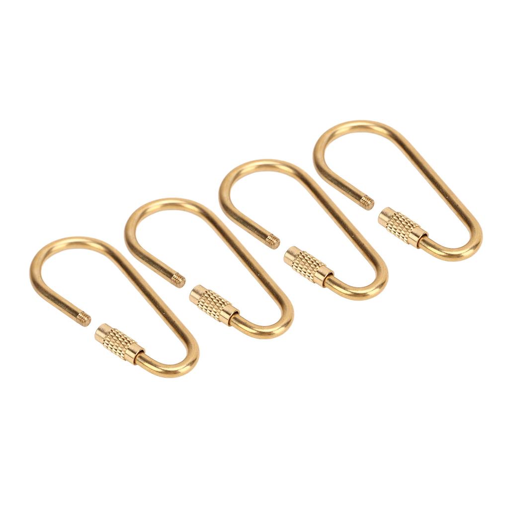 Screw Lock Keychain Hook DIY 4 PCS Brass Screw Lock Clip for Hanging Keys Bottles Connecting Tents