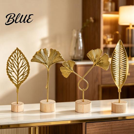 Ginkgo Leaf Sculpture Golden Statue Anti-Rust Anti-Oxidation Decorative Art Iron Premium Piece