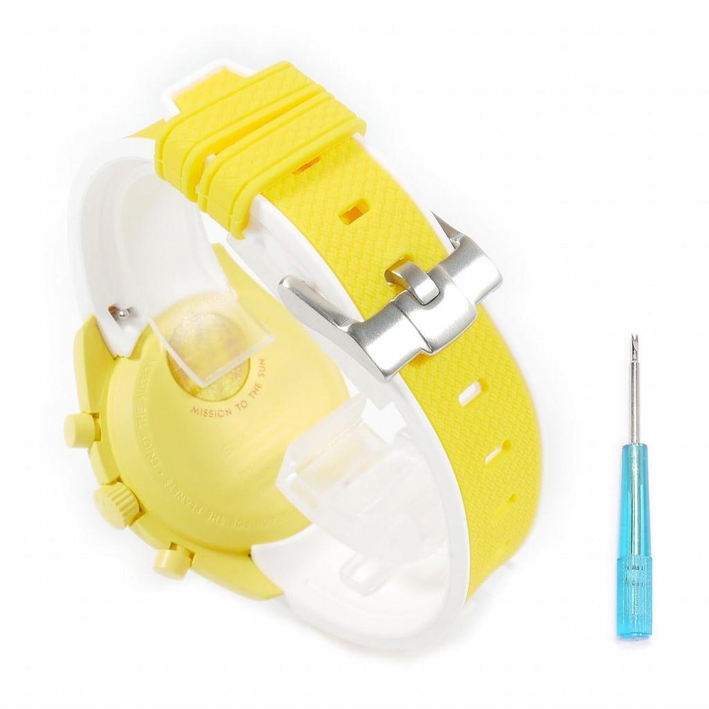 Swatch x OMEGA Exclusive Rubber Strap with Clicker Feature (Yellow & White/Sun)