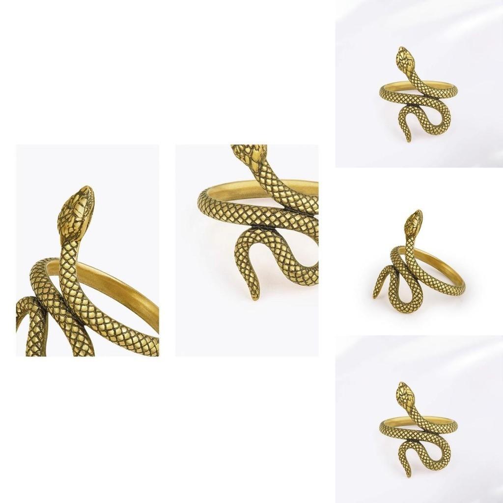 Elegant Vintage Copper Snake Ring For Women Adjustable Retro Fashion Accessory