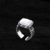 Statement Fashion 925 Sterling Silver Adjustable Moonlight Square Ring With Brilliant Zirconia