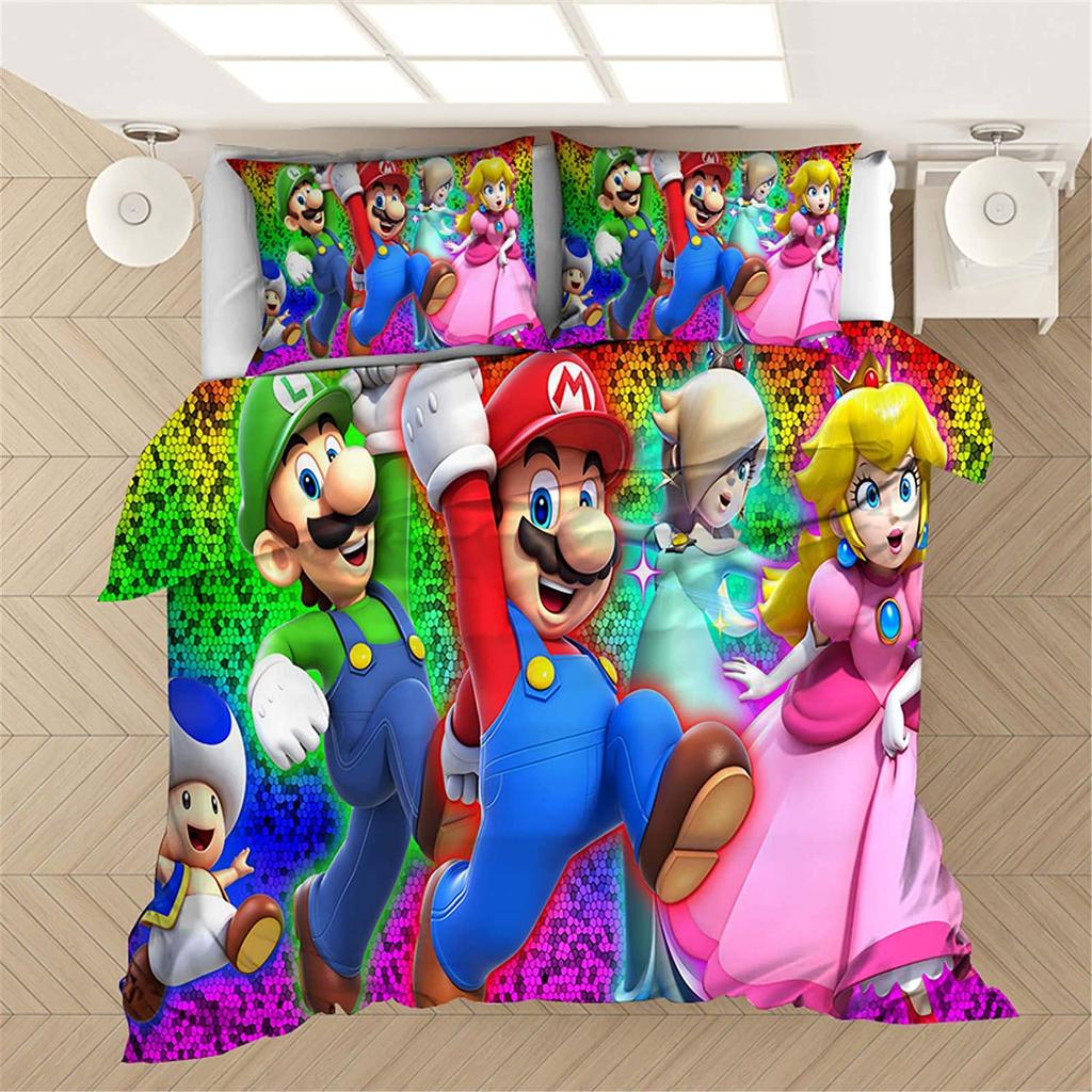 Mario Duvet Cover Set Comforter Bedding 3d Children'S Bedding Set 3-Piece 1 Quilt Cover King Size