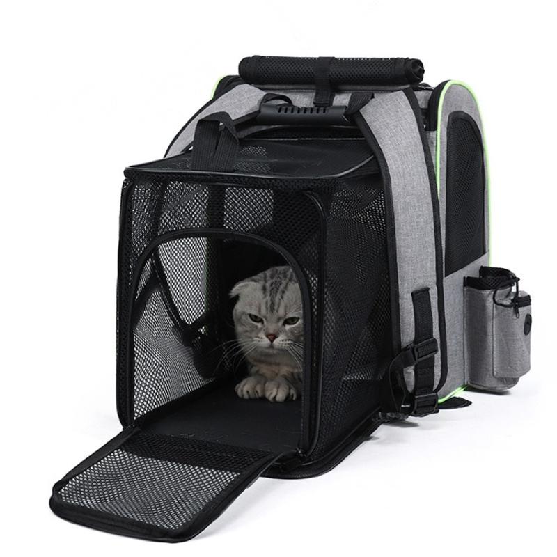 Expandable Cat Backpack Carrier Breathable Mesh Travel Hiking Camping Pet Bag with Sunshade Cover Portable Space