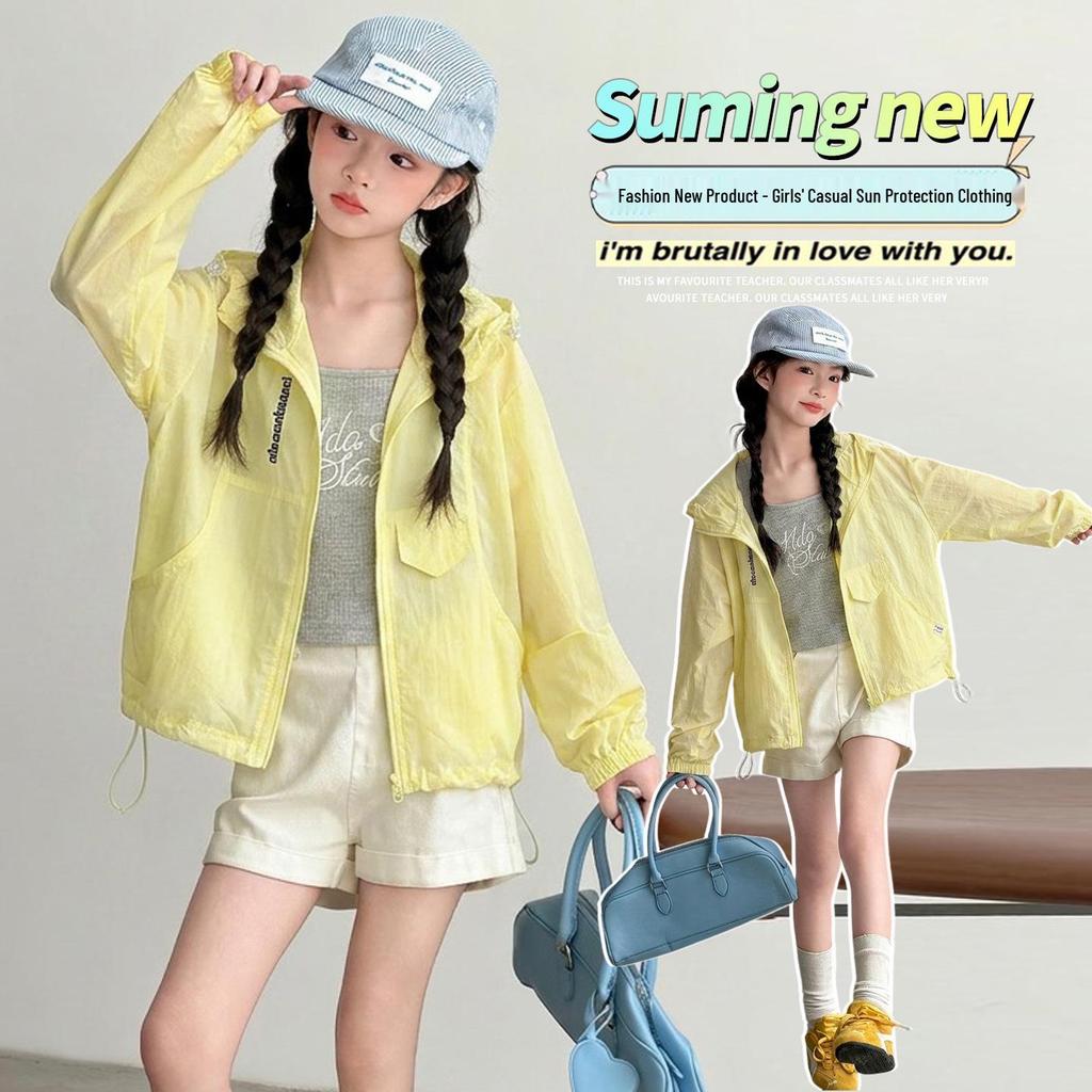 Kids' Lightweight Sun Protection Cardigan - Stylish Anti-UV Jacket for Girls