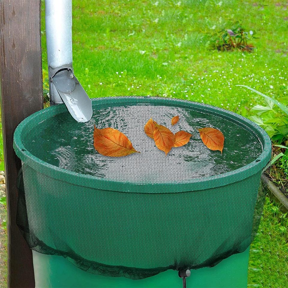 Regnfat Nettingdeksel med snøring Regnfatnettingsskjerm Forhindrer falne løvavfall og små gjenstander Regnfatnettdeksel