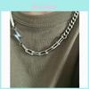 Stainless Steel Geometric Chain Necklace For Men And Women With Polished Finish