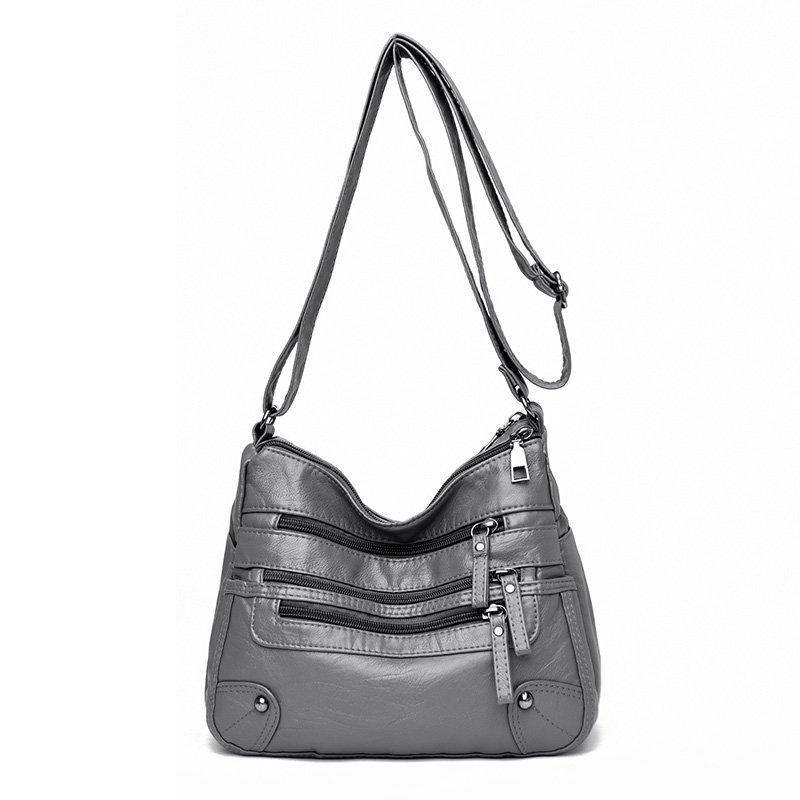 Bag women's new soft leather versatile large-capacity messenger bag mother bag elderly women's bag shoulder bag