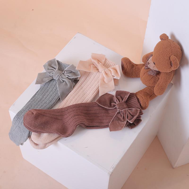 0-5Y Baby Boys Girls Cotton Socks Newborn Toddlers Knee High Socks With Bows Warm Autumn Winter Girls Tights Leg Warmer