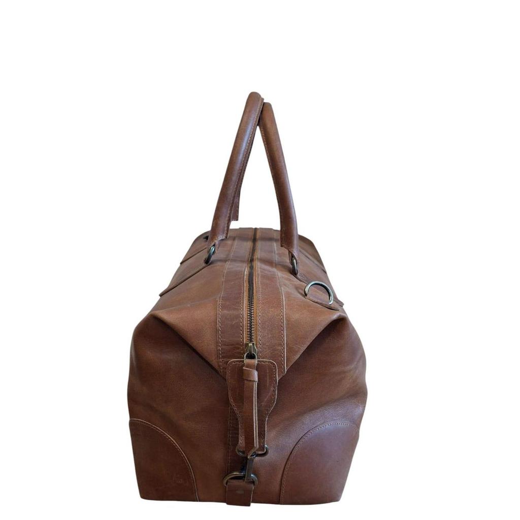 Handmade Leather Duffle Bag: Unisex Weekender Travel Bag