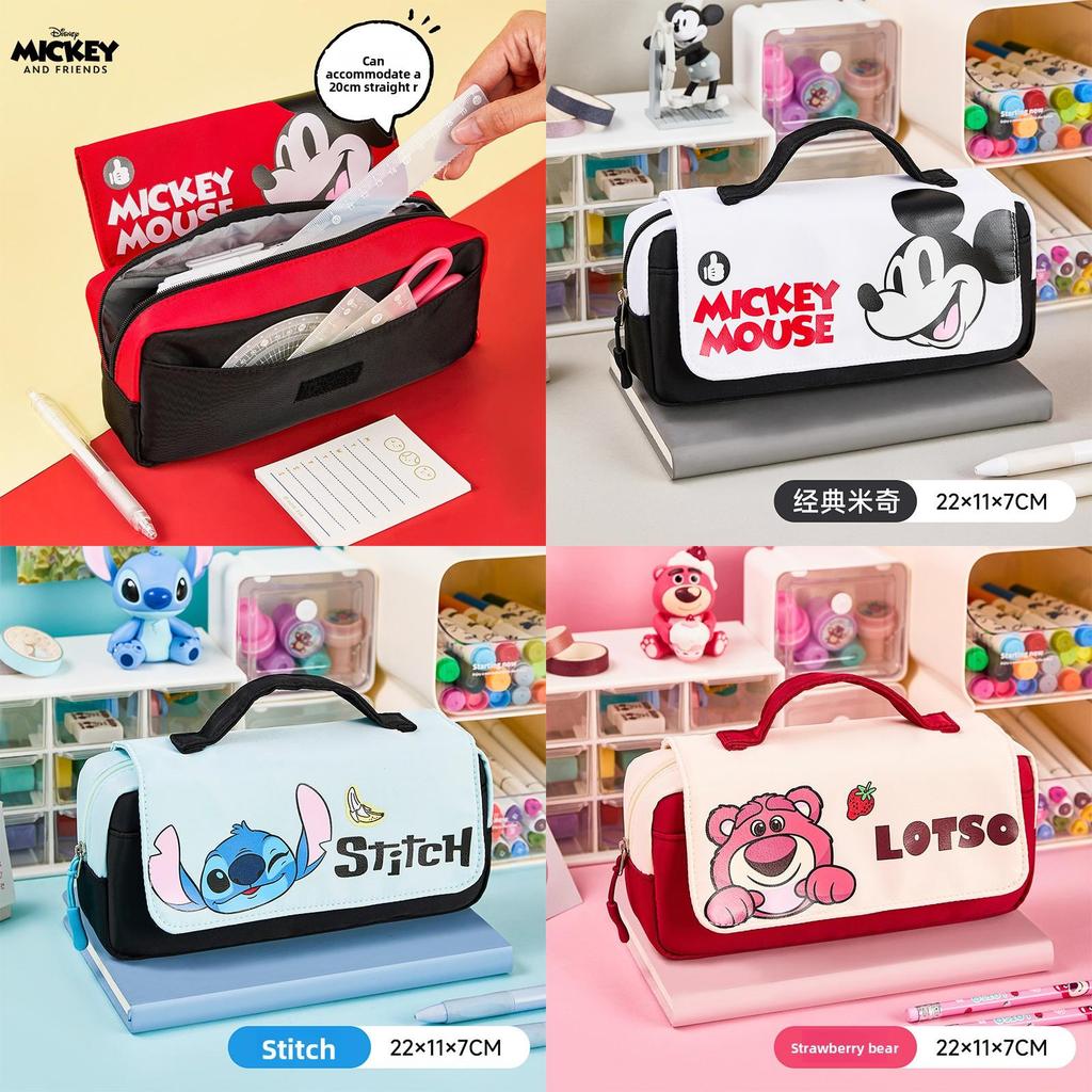 Mickey Mouse Large Capacity Double Layer Pencil Case With Cartoon Design For Kids And Students